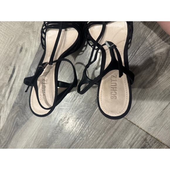 SCHUTZ Roxi Sandalia Salto Alto Black Heels GUC Size 9B - Picture 5 of 6